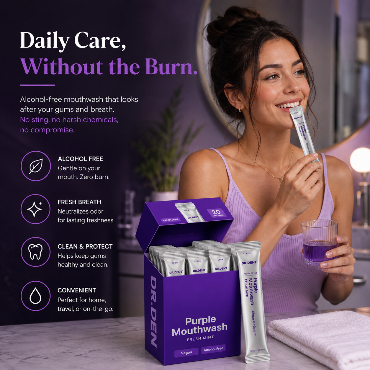 DR.DENT Purple Mouthwash — what's inside and what's not
